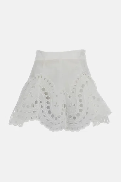 Charo Ruiz White Ruffle Eyelet Skirt