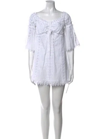 Pre-owned Charo Ruiz Scoop Neck Mini Dress In White