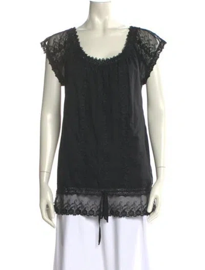 Pre-owned Charo Ruiz Scoop Neck Short Sleeve Blouse In Black