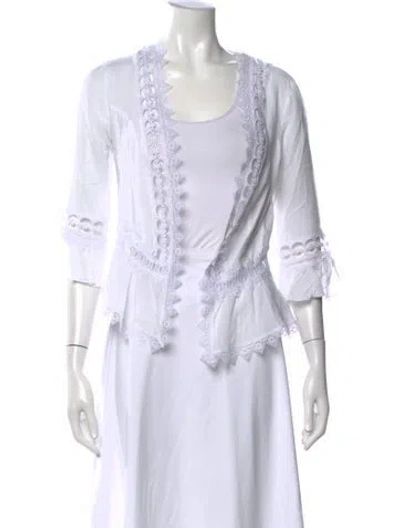 Pre-owned Charo Ruiz Scoop Neck Three-quarter Sleeve Top In White