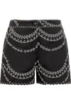 Charo Ruiz Drea Embroidered Cotton Linen Short In Black In Black