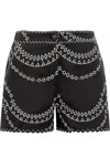 Charo Ruiz Drea Embroidered Cotton Linen Short In Black In Black