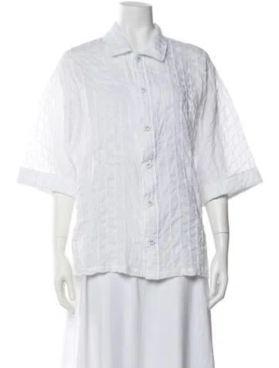 Pre-owned Charo Ruiz Short Sleeve Button-up Top In Blue/white