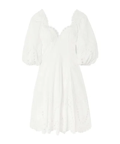 Charo Ruiz Corbin Paneled Scalloped Broderie Anglaise Cotton-blend Midi Dress In White