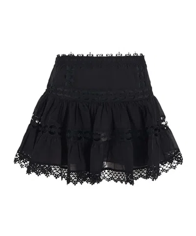 Charo Ruiz Skirt With Openwork Guipure Details In Black