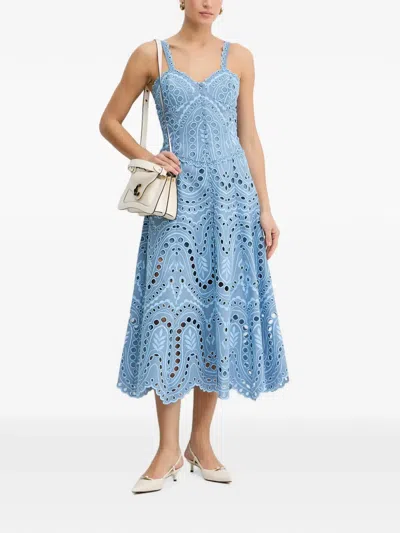 Charo Ruiz Solace Broderie-anglaise Scalloped-trim Dress In Blue