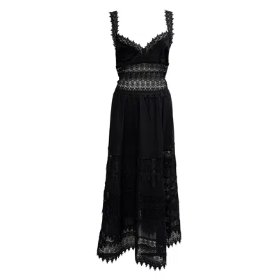 Charo Ruiz Sophia Guipure-lace Maxi Dress In Black Cotton