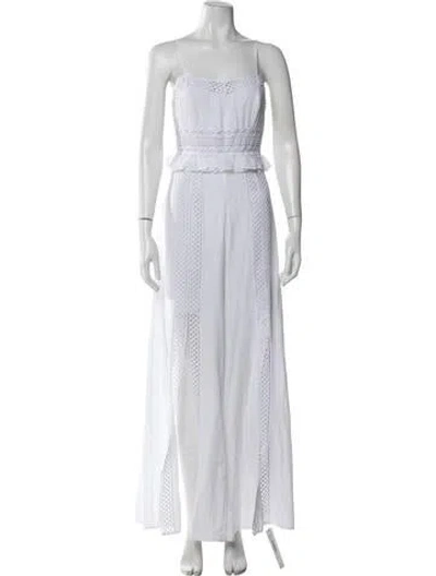 Pre-owned Charo Ruiz Square Neckline Jumpsuit In White