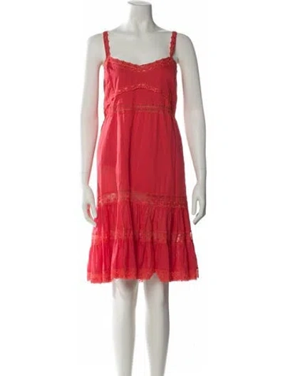Pre-owned Charo Ruiz Square Neckline Knee-length Dress In Red