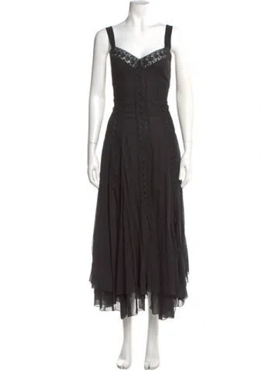 Pre-owned Charo Ruiz Square Neckline Long Dress In Black