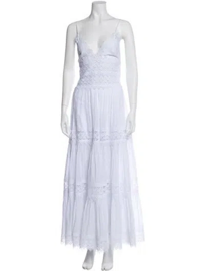 Pre-owned Charo Ruiz Square Neckline Long Dress In White