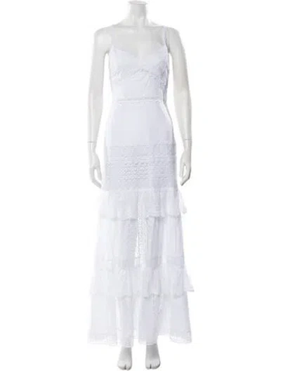 Pre-owned Charo Ruiz Square Neckline Long Dress In White