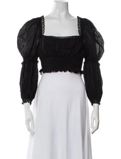 Pre-owned Charo Ruiz Square Neckline Long Sleeve Blouse In Black