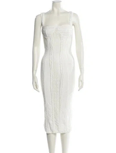 Pre-owned Charo Ruiz Square Neckline Midi Length Dress In White