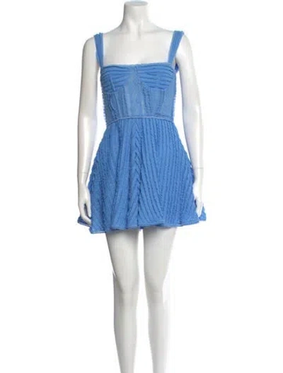 Pre-owned Charo Ruiz Square Neckline Mini Dress In Blue