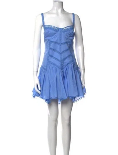 Pre-owned Charo Ruiz Square Neckline Mini Dress In Blue