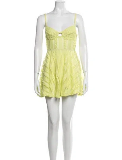Pre-owned Charo Ruiz Square Neckline Mini Dress In Green
