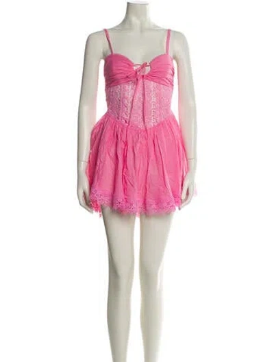 Pre-owned Charo Ruiz Square Neckline Mini Dress In Pink