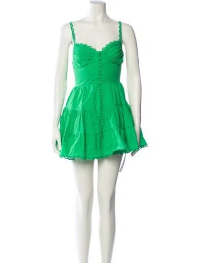 Pre-owned Charo Ruiz Square Neckline Mini Dress W/ Tags In Green