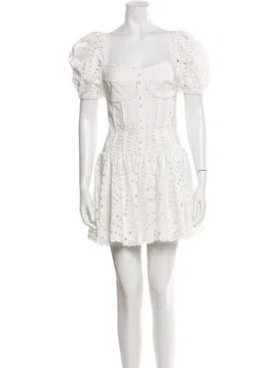 Pre-owned Charo Ruiz Square Neckline Mini Dress In White