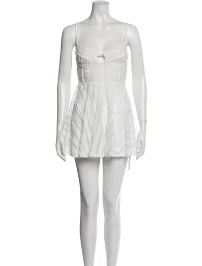 Pre-owned Charo Ruiz Square Neckline Mini Dress In White