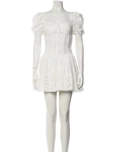Pre-owned Charo Ruiz Square Neckline Mini Dress In White
