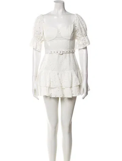 Pre-owned Charo Ruiz Square Neckline Mini Dress In White