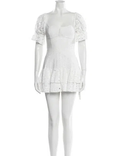 Pre-owned Charo Ruiz Square Neckline Mini Dress In White