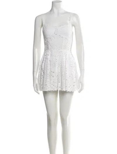 Pre-owned Charo Ruiz Square Neckline Mini Dress In White