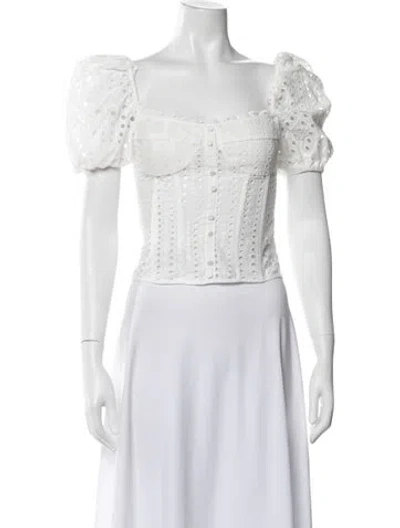 Pre-owned Charo Ruiz Square Neckline Short Sleeve Blouse W/ Tags In White