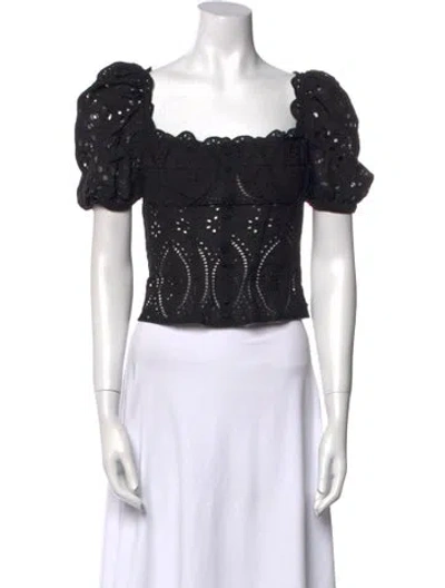 Pre-owned Charo Ruiz Square Neckline Short Sleeve Crop Top In Black