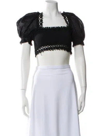 Pre-owned Charo Ruiz Square Neckline Short Sleeve Crop Top In Black