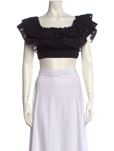 Pre-owned Charo Ruiz Square Neckline Short Sleeve Crop Top In Multi