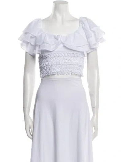 Pre-owned Charo Ruiz Square Neckline Short Sleeve Crop Top W/ Tags In White