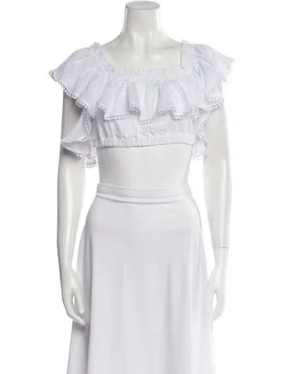 Pre-owned Charo Ruiz Square Neckline Short Sleeve Crop Top In White