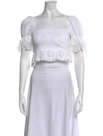 Pre-owned Charo Ruiz Square Neckline Short Sleeve Crop Top In White