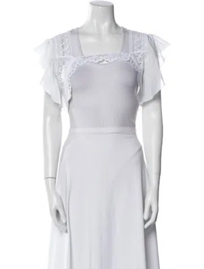 Pre-owned Charo Ruiz Square Neckline Short Sleeve Crop Top In White