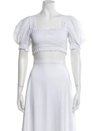 Pre-owned Charo Ruiz Square Neckline Short Sleeve Crop Top In White