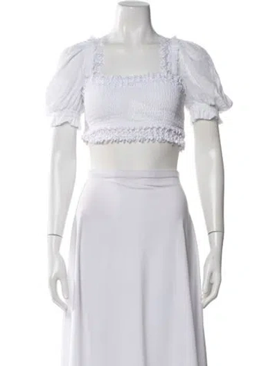 Pre-owned Charo Ruiz Square Neckline Short Sleeve Crop Top In White