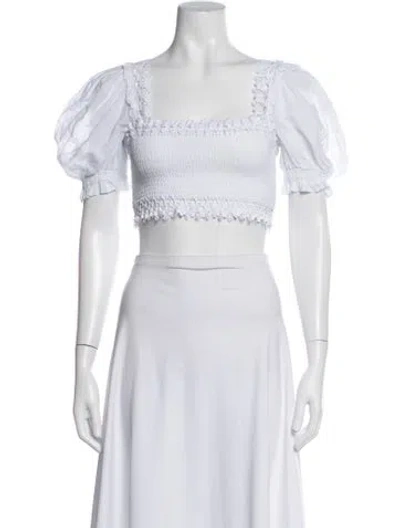 Pre-owned Charo Ruiz Square Neckline Short Sleeve Crop Top In White