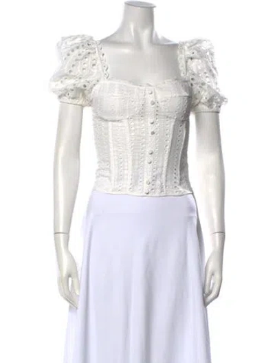 Pre-owned Charo Ruiz Square Neckline Short Sleeve Top In White