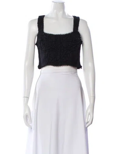 Pre-owned Charo Ruiz Square Neckline Sleeveless Crop Top In Black