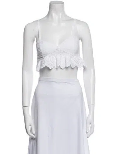 Pre-owned Charo Ruiz Square Neckline Sleeveless Crop Top In White