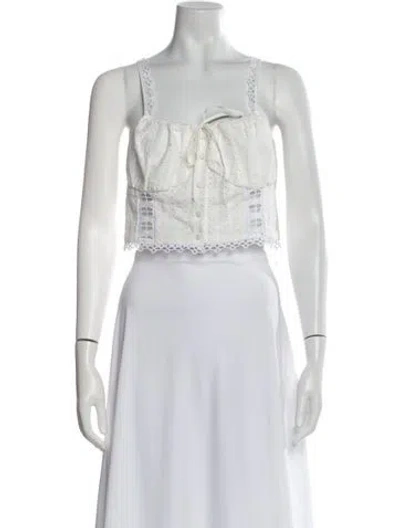 Pre-owned Charo Ruiz Square Neckline Sleeveless Crop Top In White