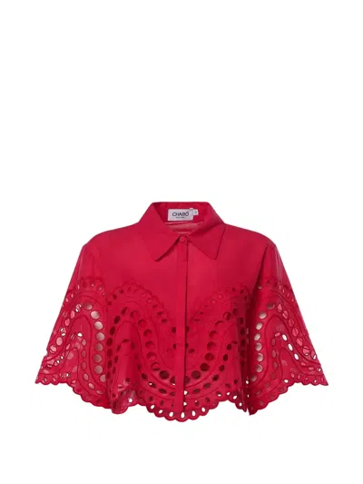 Charo Ruiz Storm Broderie-anglaise Cropped Shirt In Red