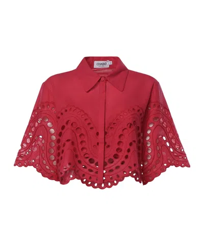 Charo Ruiz Storm Broderie-anglaise Cropped Shirt In Red