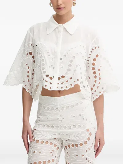 Charo Ruiz Storm Scallop-trim Eyelet Blouse In White