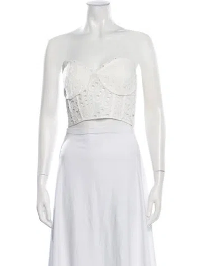 Pre-owned Charo Ruiz Strapless Crop Top In White