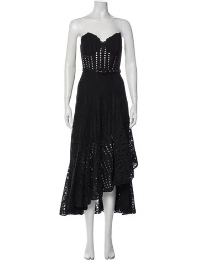 Pre-owned Charo Ruiz Strapless Long Dress In Black