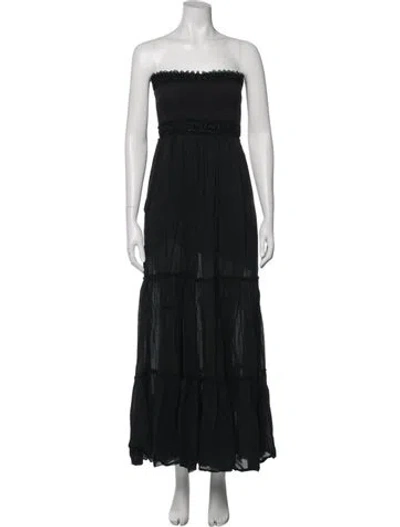 Pre-owned Charo Ruiz Strapless Long Dress In Black